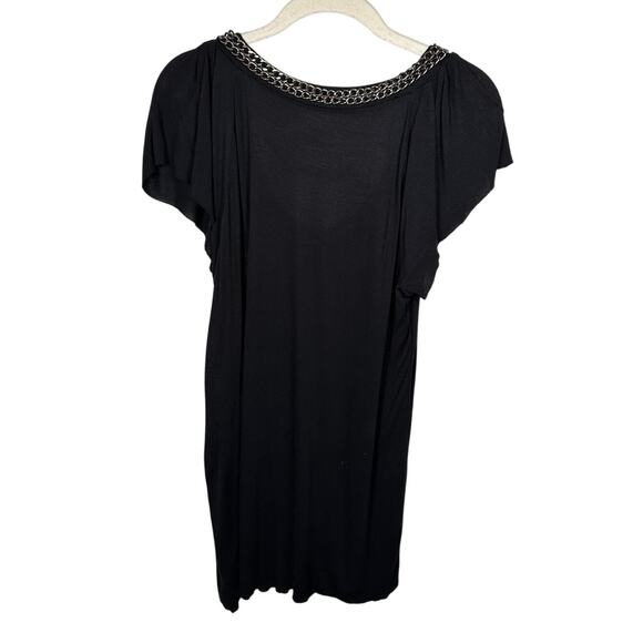 A.n.a Black Chain Link Scoop Neck Short Sleeve Blouse Women's Medium - Picture 2 of 6